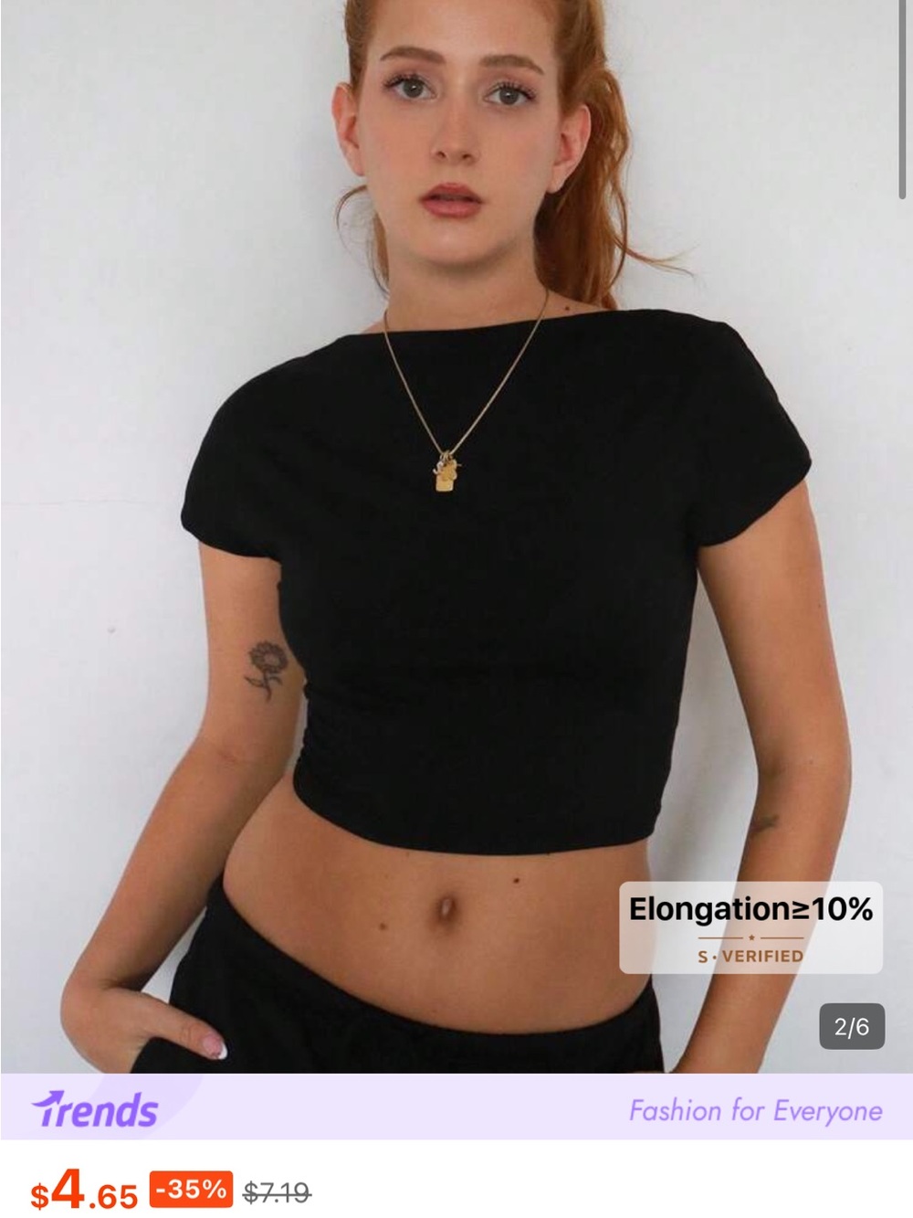 SHEIN Black Short Sleeve Crop Top